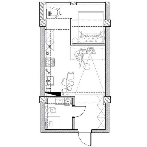 Вариант студии на 31 кв. 09