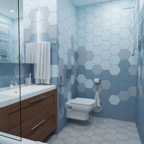 Совершенно разные квартиры, но использовавшие один и тот же стиль оформление санузла.