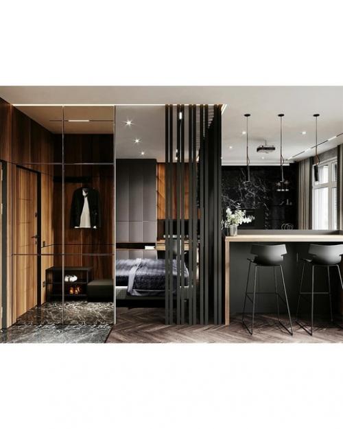 Еще одна большая студия, владельцы которой видимо переоборудовали несколько комнатную квартиру в нее убрав все двери и немного расширив проходы. 04