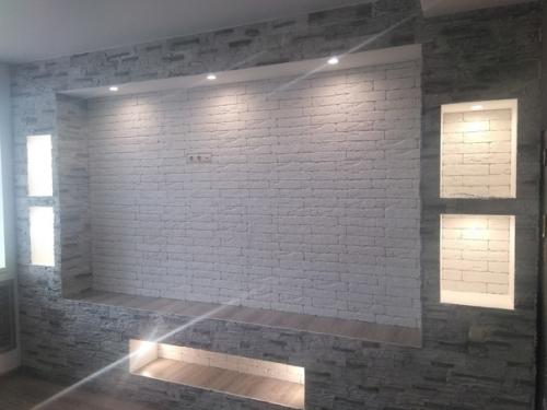 Показываю, как я сделал тв зону в квартире.