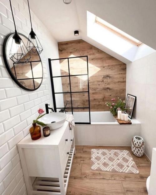 Ванная комната, совмещённая с санузлом, очень круто всё оформили. 02