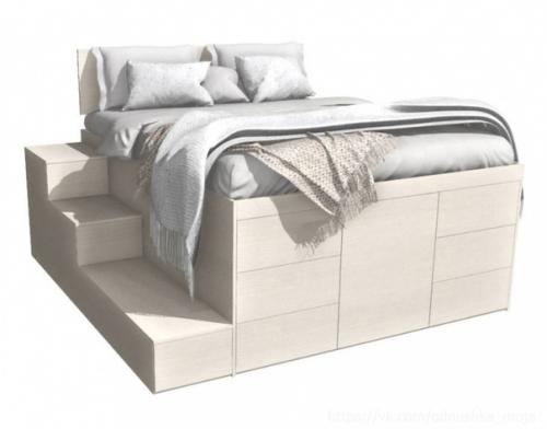 Прекрасная идея установки кровати с ящиками снизу. 01