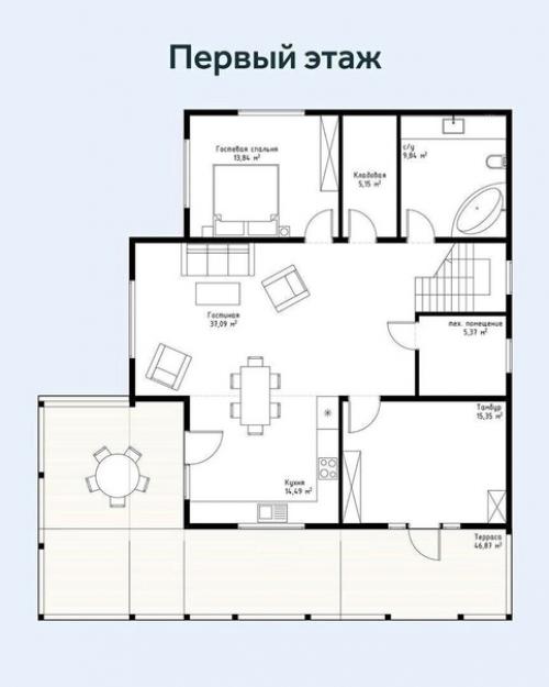 Симпатичный загородные двухэтажный домик, планировка прилагается. 04