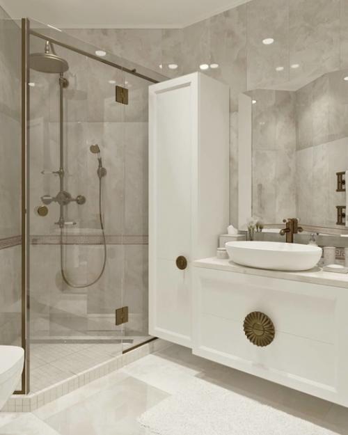 Ванная комната в светлых тонах.