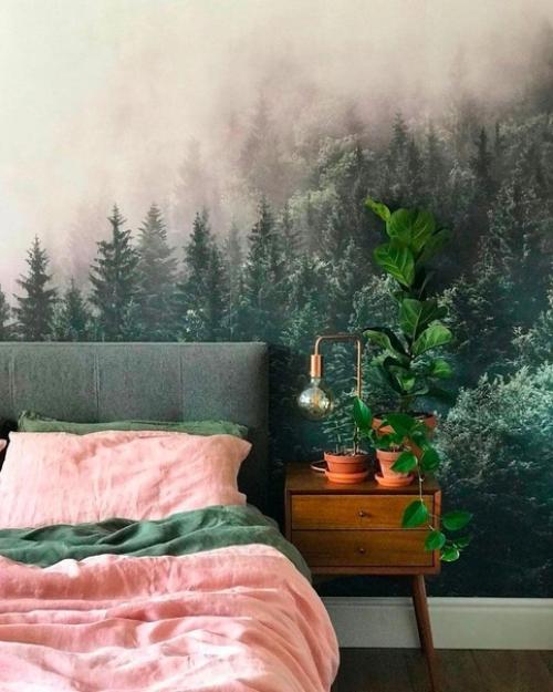 Я уверен, здесь достигнуто идеальное сочетание обоев и текстиля для спальной комнаты. 04