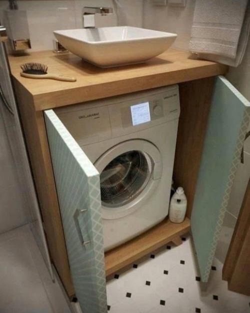 Как можно разместить стиральную машину в ванной комнате. 04