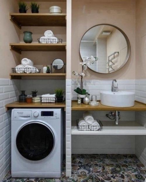 Как можно разместить стиральную машину в ванной комнате. 01