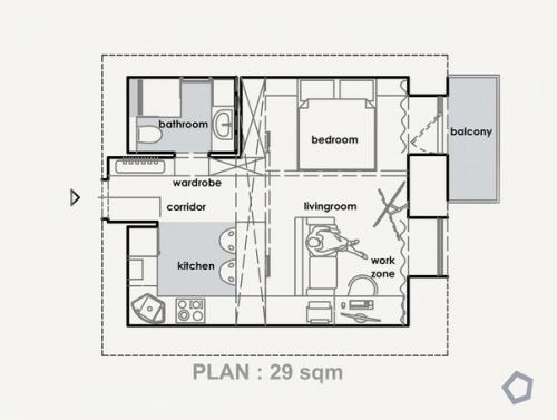 Дизайн - проект квартиры - студии с зонированием. 07