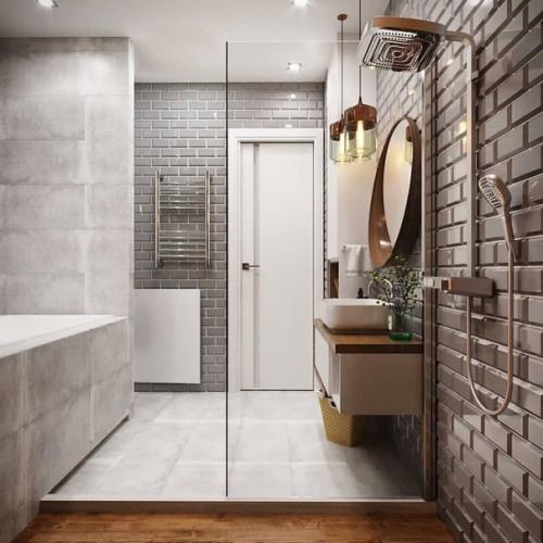 Стильный санузел, полностью сделанный на современный лад. 01