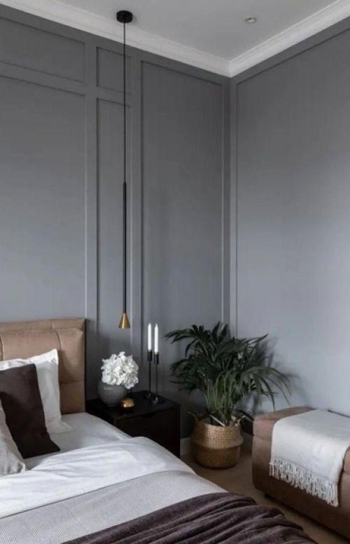 Серая спальня - идеальное место для релаксации. 01
