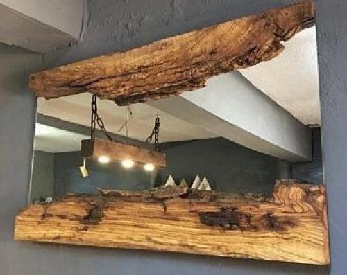 Варианты креативного оформления зеркал при помощи спилов деревьев. 03