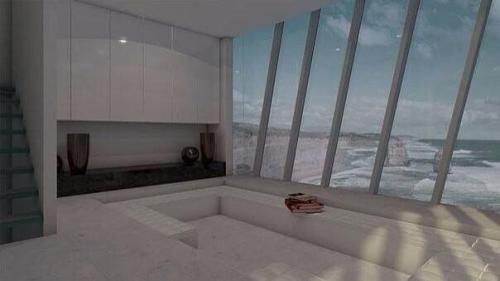 Дом приделанный к краю обрыва скалы над морем. 02