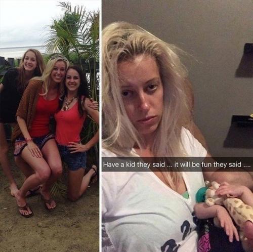 Наглядно как изменилась жизнь молодых людей после появления детей. 08