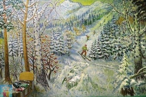 Школьный сторож из Екатеринбурга, которому на секундочку 90 лет, украсил стены школы сказочными картинами. 06