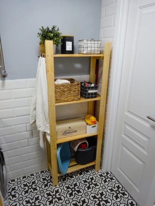 Сочетание дерева и керамической плитки в интерьере нашего санузла. 03