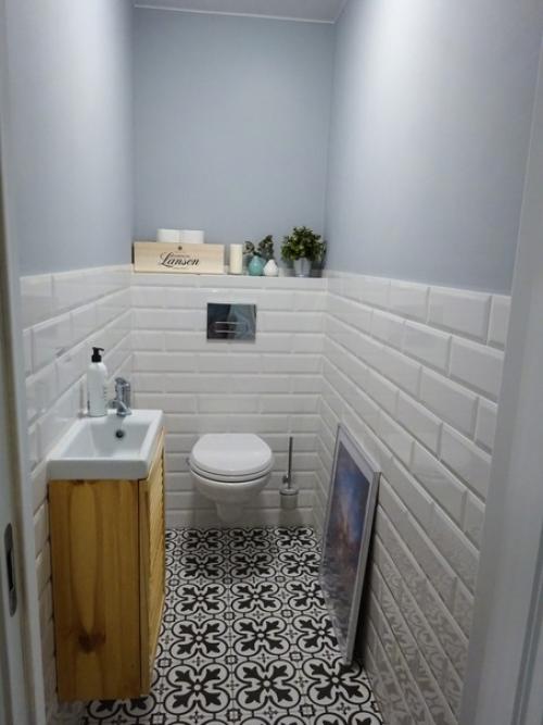 Сочетание дерева и керамической плитки в интерьере нашего санузла. 08