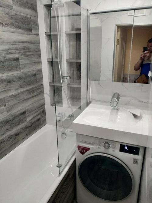 Моя ванная комната в древесно мраморных тонах. 05