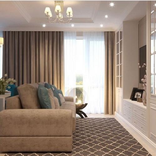 Дизайн кухни, гостиной и прихожей в одном стиле. 02