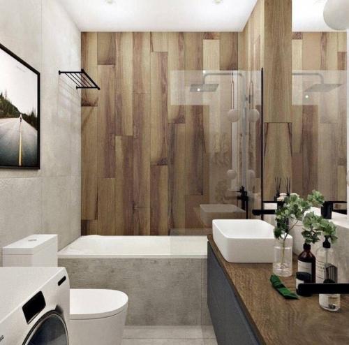 Используя бюджетные материалы, вы сможете создать привлекательную и стильную ванную комнату. 02