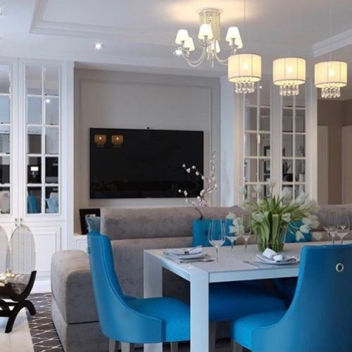 Дизайн кухни, гостиной и прихожей в одном стиле. 05