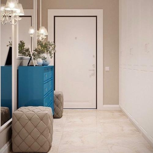 Дизайн кухни, гостиной и прихожей в одном стиле.