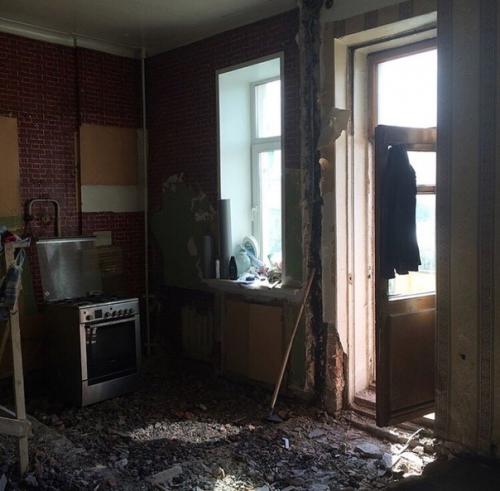 Ремонт на кухне.  Делали сами.