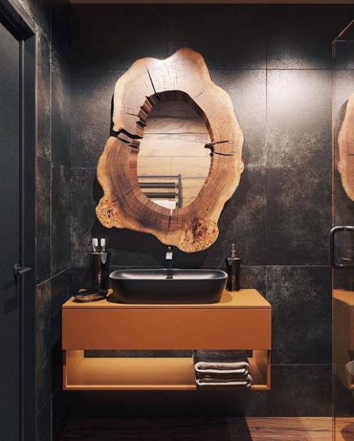 Решили попробовать в своей ванной совместить плитку под дерево с черной, на картинках такой стиль всегда выглядел интересно. 02