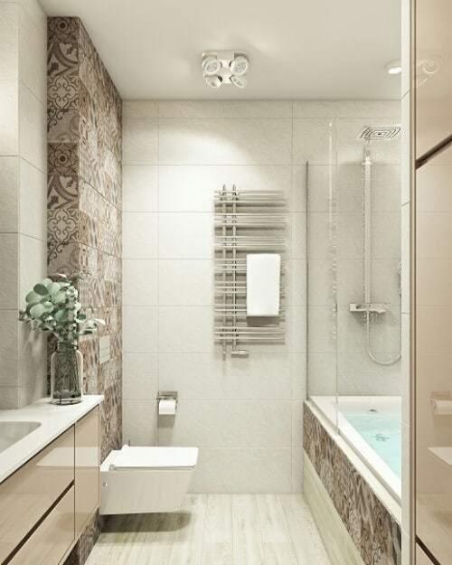 Вариант совмещенного санузла в светлых тонах. 03