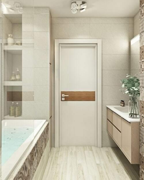 Вариант совмещенного санузла в светлых тонах. 02