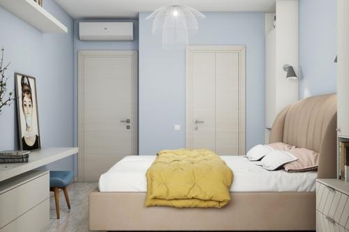 Светлая спальня с гардеробной. 02