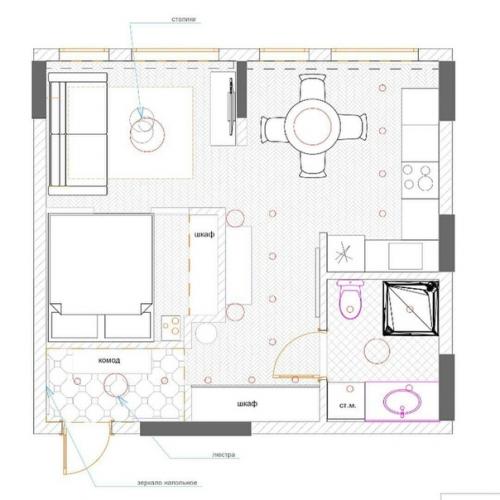 Зонирование в однокомнатной квартиры. 09