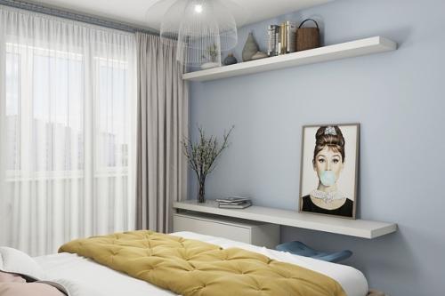 Светлая спальня с гардеробной. 01