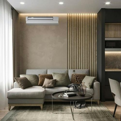 Кухня и гостиная в сером цвете. 03