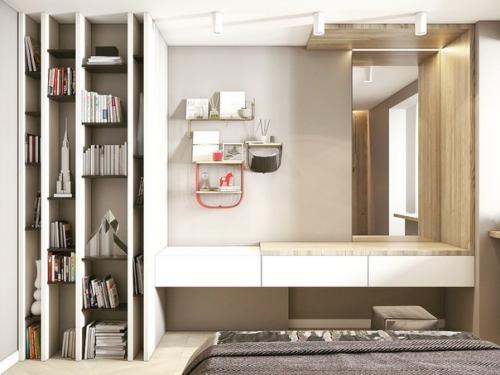 Дизайн спальни.  И конечно же, акцент из модного зеленого цвета. 01