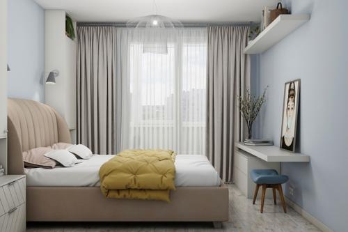 Светлая спальня с гардеробной. 03