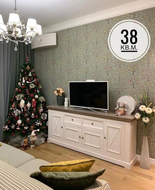 Вариант оформления просторной студии на 38 кв.