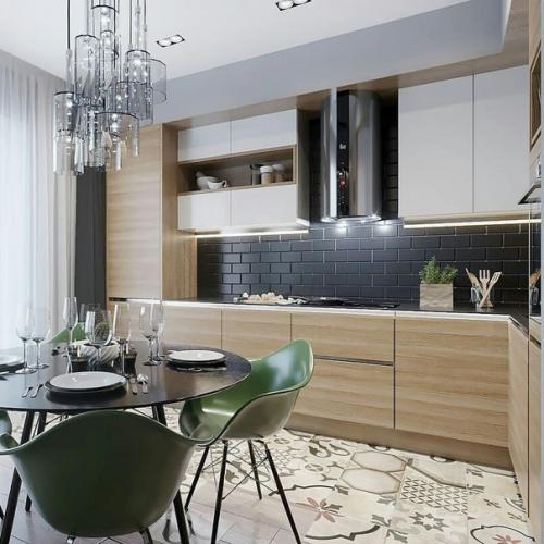 Кухня, присоединенная к гостиной.