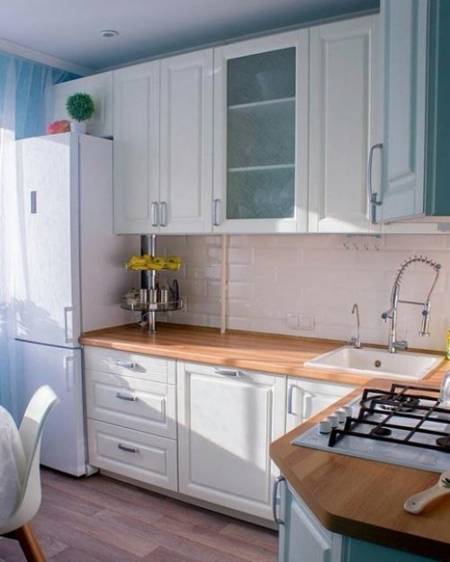 Наша скромная кухонка в нежно голубом. 04