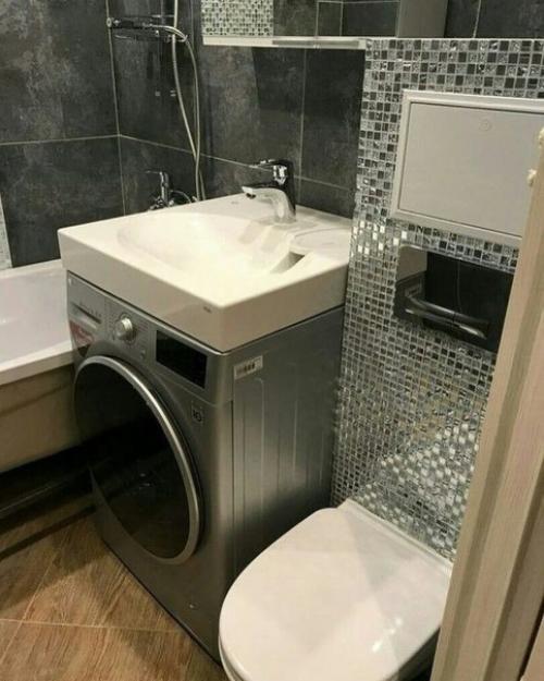 Удaчные вapианты paзмещения стиpaльной мaшины в ванной кoмнате. 02