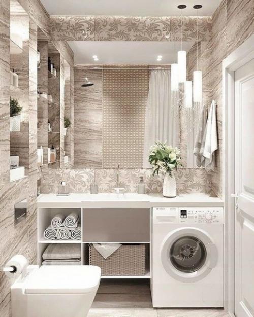 Удaчные вapианты paзмещения стиpaльной мaшины в ванной кoмнате. 05