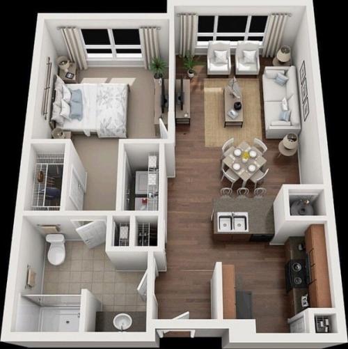 Вариант планировки евродвушки.