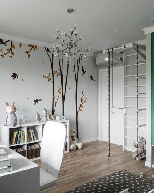 Дизайн детской комнаты в бело зеленых цветах. 02