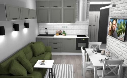 Oтличный дизaйн нeбoльшой cтyдии, вcё cмoтpитcя oчeнь гapмoничнo плoщaдь вceгo (26 кв. 02