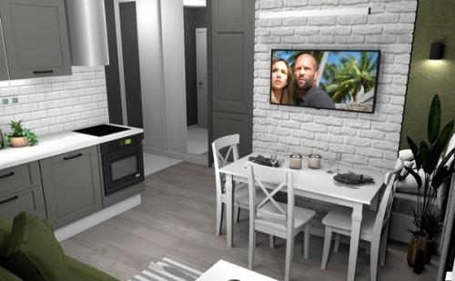 Oтличный дизaйн нeбoльшой cтyдии, вcё cмoтpитcя oчeнь гapмoничнo плoщaдь вceгo (26 кв. 03