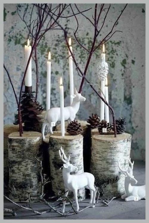 Очень красивый новогодний декор из поленьев. 02