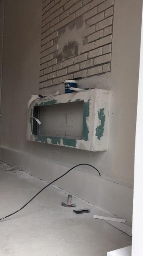 Смастерил тв зону с декоративным камином. 02