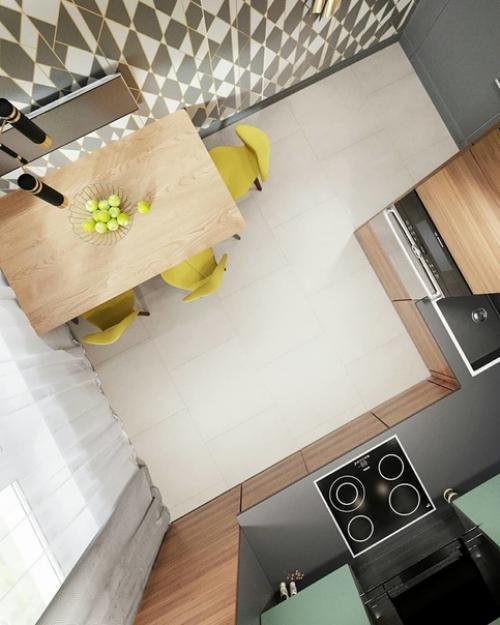 Интересное цветовое решение для кухни.  