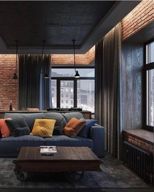 Темный лофт - просторный, стильный и динамичный. 02