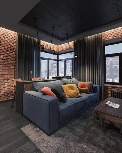 Темный лофт - просторный, стильный и динамичный. 06