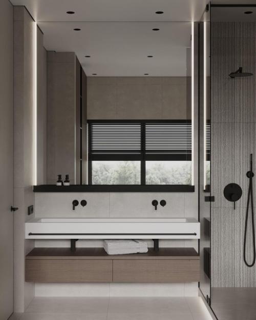 Ванная комната в загородном доме стала цельным арт - объектом, придавая уют своей атмосферностью. 05